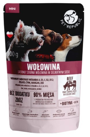 PET REPUBLIC Mini Drobno siekana wołowina - mokra karma dla psa - 100 g PET REPUBLIC Mini Drobno siekana wołowina - mokra karma dla psa - 100 g