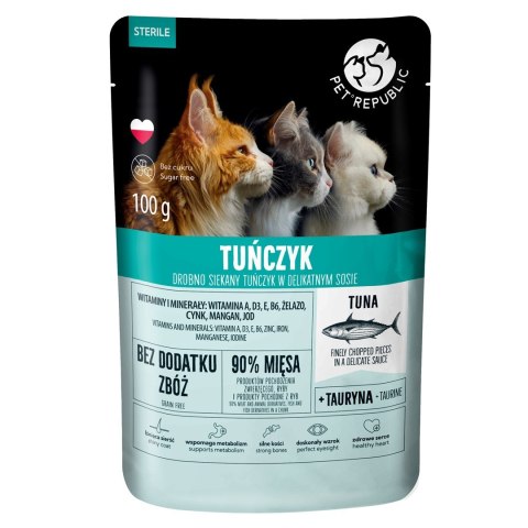 PET REPUBLIC Steril Drobno siekany tuńczyk w sosie - mokra karma dla kota - 100 g PET REPUBLIC Steril Drobno siekany tuńczyk w sosie - mokra karma dla kota - 100 g