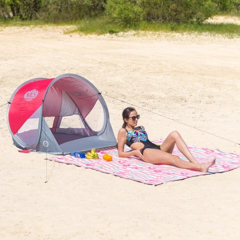 Namiot plażowy NILS CAMP NC3142 samorozkładający czerwono-szary Namiot plażowy NILS CAMP NC3142 samorozkładający czerwono-szary