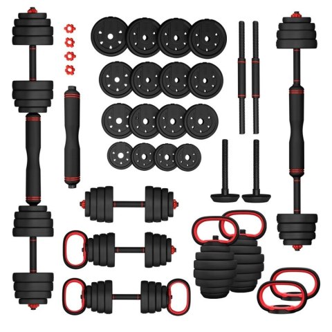 Zestaw ciężarów 6w1 HMS SGX130 (sztanga, sztangielki i kettlebell) w walizce 30kg