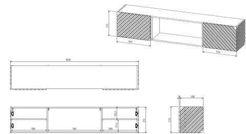 Szafka RTV LARA 183x35x37 biały mat + czarny kominek Szafka RTV LARA 183x35x37 biały mat + czarny kominek