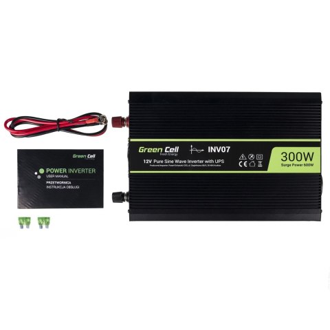 GREEN CELL PRZETWORNICA INV07 12V-230V 300W/600W CZYSTA SINUSOIDA GREEN CELL PRZETWORNICA INV07 12V-230V 300W/600W CZYSTA SINUSOIDA
