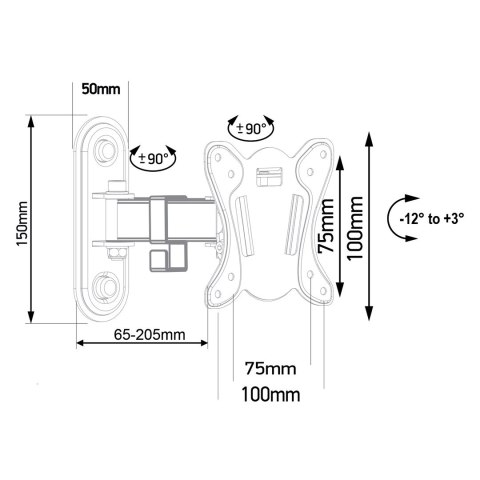 MACLEAN UCHWYT DO TELEWIZORA LUB MONITORA MAX. VESA 100X100, 13-32", 30KG, CZARNY MC-416 MACLEAN UCHWYT DO TELEWIZORA LUB MONITORA MAX. VESA 100X100, 13-32", 30KG, CZARNY MC-416