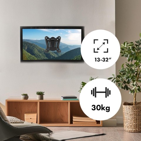 MACLEAN UCHWYT DO TELEWIZORA LUB MONITORA MAX. VESA 100X100, 13-32", 30KG, CZARNY MC-416 MACLEAN UCHWYT DO TELEWIZORA LUB MONITORA MAX. VESA 100X100, 13-32", 30KG, CZARNY MC-416