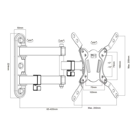 MACLEAN UCHWYT DO TELEWIZORA LUB MONITORA, MAX. VESA 200X200, 23-43", 30KG, CZARNY MC-418 MACLEAN UCHWYT DO TELEWIZORA LUB MONITORA, MAX. VESA 200X200, 23-43", 30KG, CZARNY MC-418