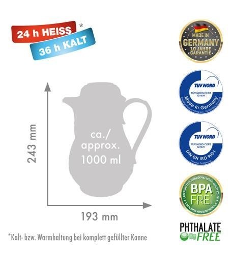 ROTPUNKT DZBANEK TERMOS, 1,0 L, BLACK CHERRY (CZAR (WYPRZEDAŻ) ROTPUNKT DZBANEK TERMOS, 1,0 L, BLACK CHERRY (CZAR (WYPRZEDAŻ)