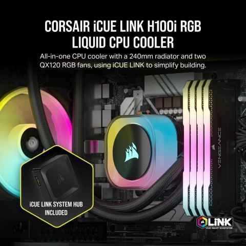 Chłodzenie wodne Corsair iCUE LINK H100i RGB Black Chłodzenie wodne Corsair iCUE LINK H100i RGB Black