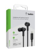 Słuchawki przewodowe Belkin SoundForm Wired Earbuds with Lightning Connector IPX5 Black