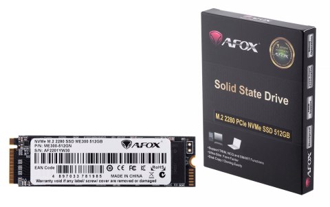 AFOX ME300 SSD M.2 PCI-Ex4 512GB TLC 2.5 GB/s NVMe AFOX ME300 SSD M.2 PCI-Ex4 512GB TLC 2.5 GB/s NVMe