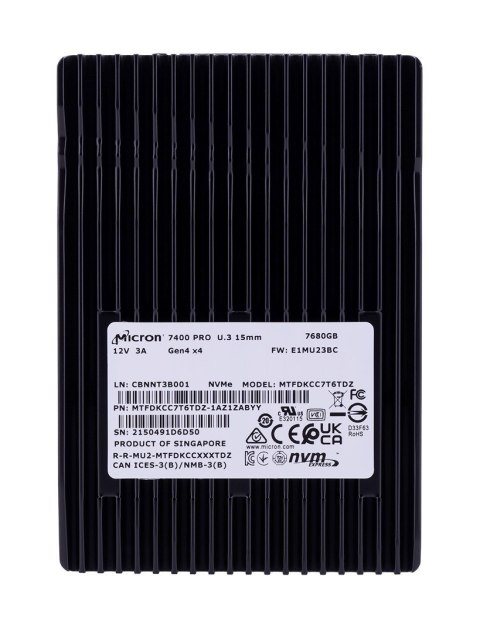 Dysk SSD Micron 7400 PRO 7.68TB U.3 (15mm) NVMe Gen4 MTFDKCC7T6TDZ-1AZ1ZABYY (DWPD 1) Tray Dysk SSD Micron 7400 PRO 7.68TB U.3 (15mm) NVMe Gen4 MTFDKCC7T6TDZ-1AZ1ZABYY (DWPD 1) Tray