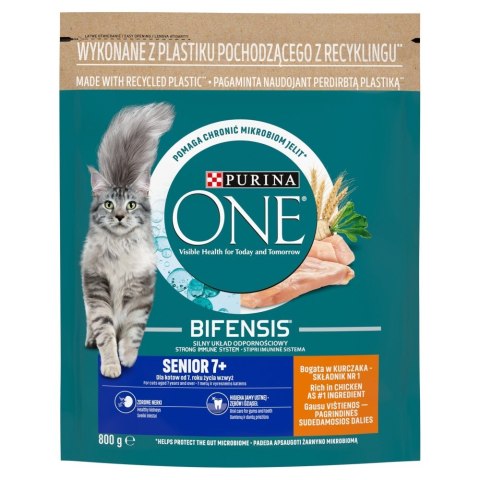 PURINA One Bifensis Senior 7+ Bogata w Kurczaka i Pełne Ziarna - sucha karma dla kota - 800 g (WYPRZEDAŻ) PURINA One Bifensis Senior 7+ Bogata w Kurczaka i Pełne Ziarna - sucha karma dla kota - 800 g (WYPRZEDAŻ)