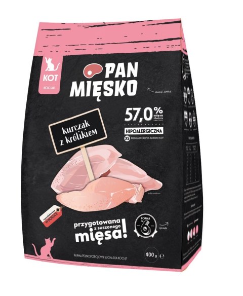 Pan mięsko - Kurczak z królikiem - Sucha karma dla kota - 400g Pan mięsko - Kurczak z królikiem - Sucha karma dla kota - 400g