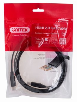 UNITEK KABEL HDMI 2.0 4K60HZ, PŁASKI, 2M, C11063BK-2M