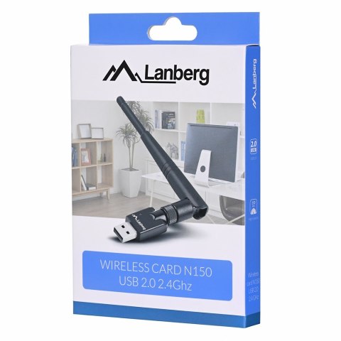 Karta sieciowa Lanberg N150 NC-0150-WE (USB 2.0, Złącze anteny WiFi) Karta sieciowa Lanberg N150 NC-0150-WE (USB 2.0, Złącze anteny WiFi)