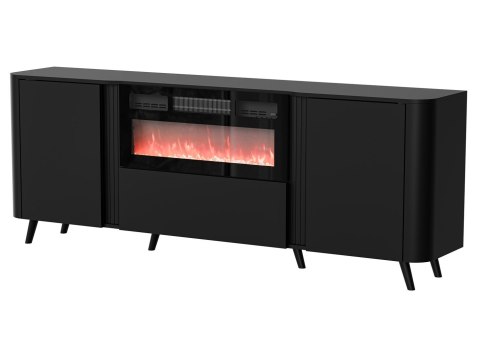 Komoda VOLARE 200x39x75 czarny + kominek Komoda VOLARE 200x39x75 czarny + kominek
