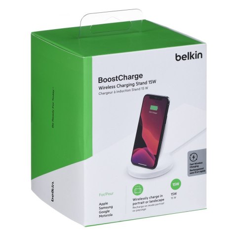 Ładowarka bezprzewodowa Belkin BoostCharge Wireless Charging Stand Qi-compatible 15W + QC 3.0 24W Wall Charger White Ładowarka bezprzewodowa Belkin BoostCharge Wireless Charging Stand Qi-compatible 15W + QC 3.0 24W Wall Charger White