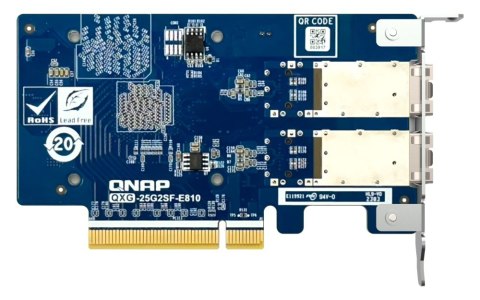 Qnap QXG-25G2SF-E810, 2x SFP28 25Gb, low-profile, PCIe Gen4 x8 Qnap QXG-25G2SF-E810, 2x SFP28 25Gb, low-profile, PCIe Gen4 x8