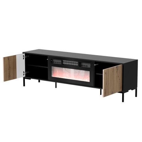 Szafka RTV MERCI 180x40x53,5 czarny/dąb artisan + kominek Szafka RTV MERCI 180x40x53,5 czarny/dąb artisan + kominek