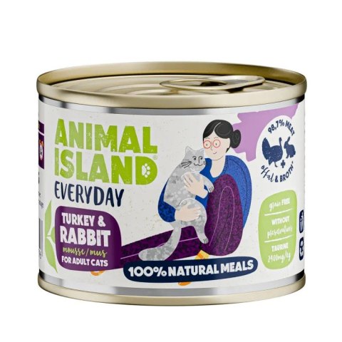 ANIMAL ISLAND Indyk i królik - Karma mokra dla kotów - 200g ANIMAL ISLAND Indyk i królik - Karma mokra dla kotów - 200g