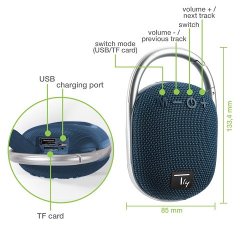 TECHLY GŁOŚNIK BLUETOOTH 5.3 BEZPRZEWODOWY 5W TWS TECHLY GŁOŚNIK BLUETOOTH 5.3 BEZPRZEWODOWY 5W TWS