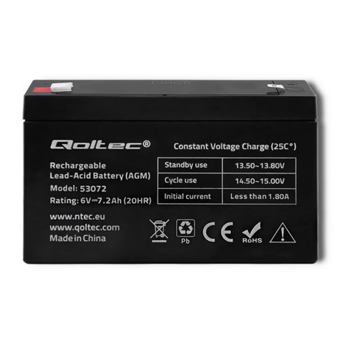 QOLTEC AKUMULATOR AGM 6V, 7.2 AH QOLTEC AKUMULATOR AGM 6V, 7.2 AH