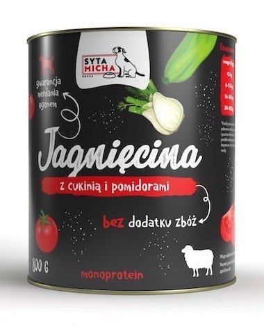 SYTA MICHA mokra karma jagnięcina z pomidorami i cukinią 800g pies SYTA MICHA mokra karma jagnięcina z pomidorami i cukinią 800g pies