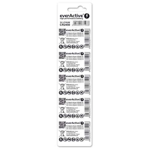EVERACTIVE BATERIA LITOWA CR2450 BLISTER 5 SZT. CR24505BL EVERACTIVE BATERIA LITOWA CR2450 BLISTER 5 SZT. CR24505BL