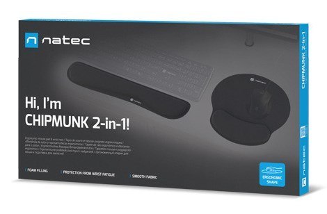 NATEC ZESTAW ERGONIOMICZNY PODKŁADKA POD MYSZ I KLAWIATURĘ CHIPMUNK 2W1 CZARNY NATEC ZESTAW ERGONIOMICZNY PODKŁADKA POD MYSZ I KLAWIATURĘ CHIPMUNK 2W1 CZARNY