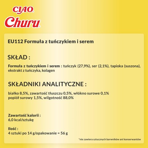 INABA Churu Tuńczyk z serem - przysmak dla kota - 4x14 g INABA Churu Tuńczyk z serem - przysmak dla kota - 4x14 g