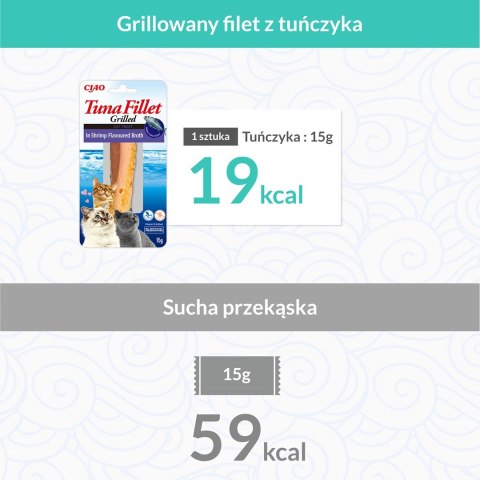 INABA Grilled Tuna Tuńczyk w bulionie o smaku kalmarów - przysmak dla kota - 15 g INABA Grilled Tuna Tuńczyk w bulionie o smaku kalmarów - przysmak dla kota - 15 g