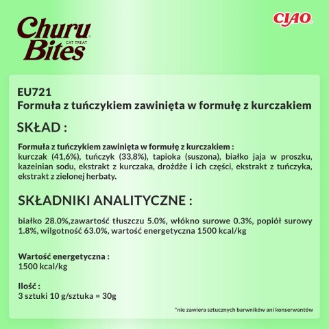 Przysmak CHURU Bites Tuńczyk&kurczak dla kota 3x10g Przysmak CHURU Bites Tuńczyk&kurczak dla kota 3x10g