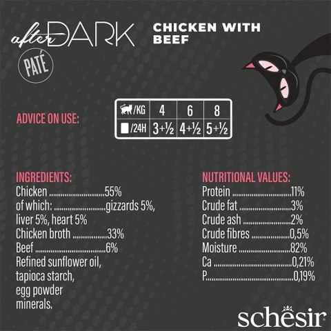 SCHESIR AFTER DARK PATÉ Kurczak z wołowiną 80g SCHESIR AFTER DARK PATÉ Kurczak z wołowiną 80g