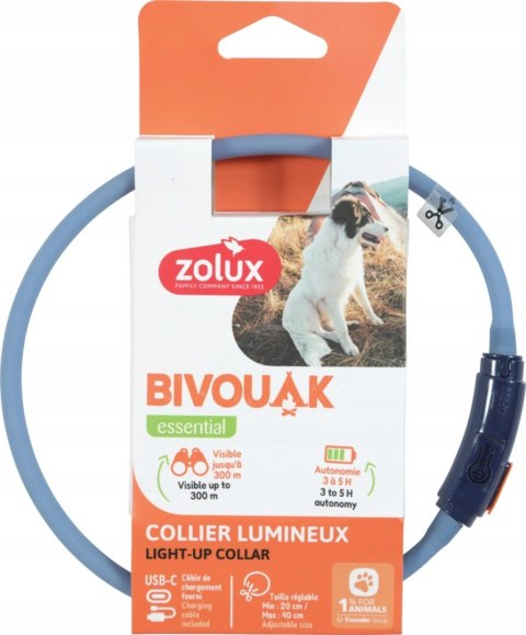 ZOLUX Obroża LED dla psów silikon BIVOUAK nieb ZOLUX Obroża LED dla psów silikon BIVOUAK nieb