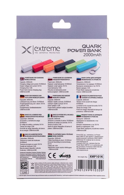 ESPERANZA POWER BANK 2000MAH QUARK CZARNY XMP101K ESPERANZA POWER BANK 2000MAH QUARK CZARNY XMP101K