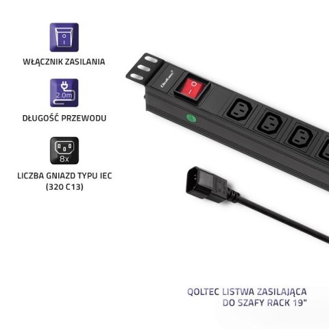 Listwa Qoltec 53998 (kolor czarny) Listwa Qoltec 53998 (kolor czarny)