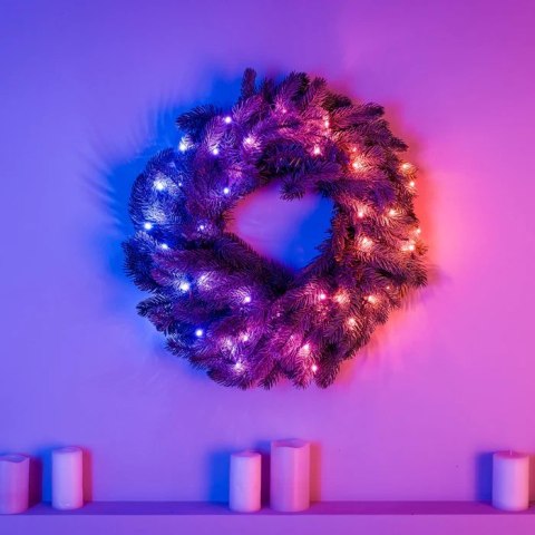 Twinkly Wstępnie oświetlony wieniec - 50 RGB LED, Regal 24" zielony przewód, typ wtyczki C Twinkly Wstępnie oświetlony wieniec - 50 RGB LED, Regal 24" zielony przewód, typ wtyczki C