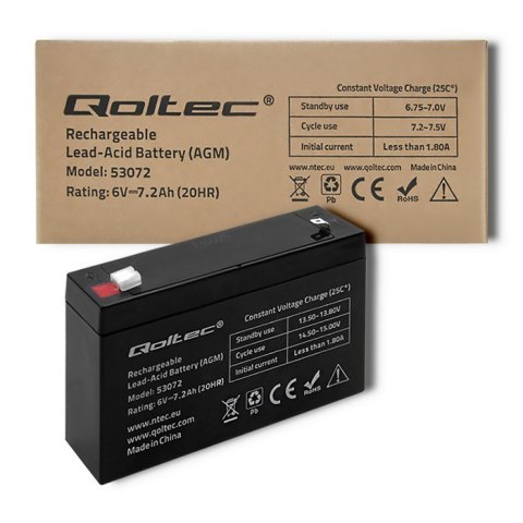 QOLTEC AKUMULATOR AGM 6V, 7.2 AH QOLTEC AKUMULATOR AGM 6V, 7.2 AH