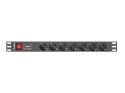 Listwa RACK, zasilająca Lanberg PDU-07F-0200-IEC-BK (7 x UTE; 10 A; 2m; kolor czarny) (WYPRZEDAŻ)