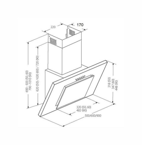 Okap AKPO WK-4 NERO 2.0 90 SZARY/CZARNE SZKŁO T450 Liniowy LED/Siłownik Okap AKPO WK-4 NERO 2.0 90 SZARY/CZARNE SZKŁO T450 Liniowy LED/Siłownik