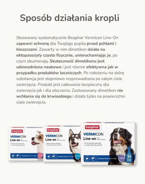 BEAPHAR VERMIcon Line-on Dog L - krople przeciw pasożytom dla psa - 3x 4,5ml BEAPHAR VERMIcon Line-on Dog L - krople przeciw pasożytom dla psa - 3x 4,5ml