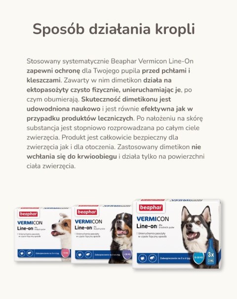 BEAPHAR VERMIcon Line-on Dog M - krople przeciw pasożytom dla psa - 3x 3ml BEAPHAR VERMIcon Line-on Dog M - krople przeciw pasożytom dla psa - 3x 3ml