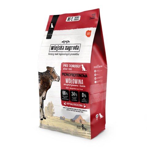 WIEJSKA ZAGRODA Monobiałkowa Wołowina (dorosły) - Karma sucha dla psa - 6kg WIEJSKA ZAGRODA Monobiałkowa Wołowina (dorosły) - Karma sucha dla psa - 6kg
