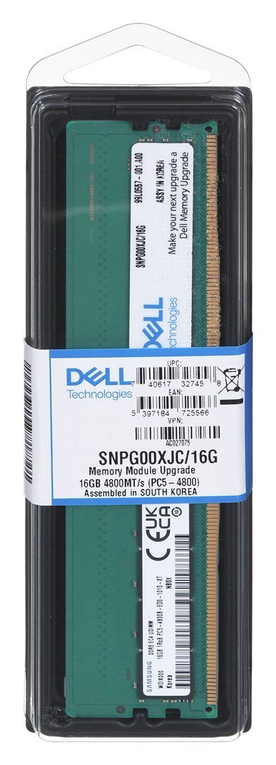 Dell 16GB DDR5 UDIMM 4800MHz 1Rx8 ECC Memory Upgrade for PowerEdge T360/R360 Dell 16GB DDR5 UDIMM 4800MHz 1Rx8 ECC Memory Upgrade for PowerEdge T360/R360
