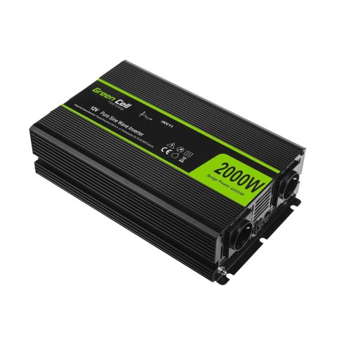 GREEN CELL PRZETWORNICA INV11 12V-230V 2000W/4000W CZYSTA SINUSOIDA (WYPRZEDAŻ) GREEN CELL PRZETWORNICA INV11 12V-230V 2000W/4000W CZYSTA SINUSOIDA (WYPRZEDAŻ)
