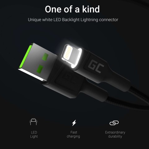 GREEN CELL KABEL KABGC05 KABEL GREEN CELL GC RAY USB - LIGHTNING 120CM, BIAŁY LED, SZYBKIE ŁADOWANIE GREEN CELL KABEL KABGC05 KABEL GREEN CELL GC RAY USB - LIGHTNING 120CM, BIAŁY LED, SZYBKIE ŁADOWANIE