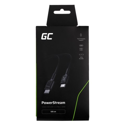 GREEN CELL KABEL KABGC30 GC POWERSTREAM USB-C - USB-C 120CM, POWER DELIVERY 60W, ULTRA CHARGE, QC 3.0 GREEN CELL KABEL KABGC30 GC POWERSTREAM USB-C - USB-C 120CM, POWER DELIVERY 60W, ULTRA CHARGE, QC 3.0