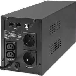 QOLTEC ZASILACZ AWARYJNY UPS LINE INTERACTIVE | MONOLITH | 2000VA | 1200W | LCD | USB (WYPRZEDAŻ)