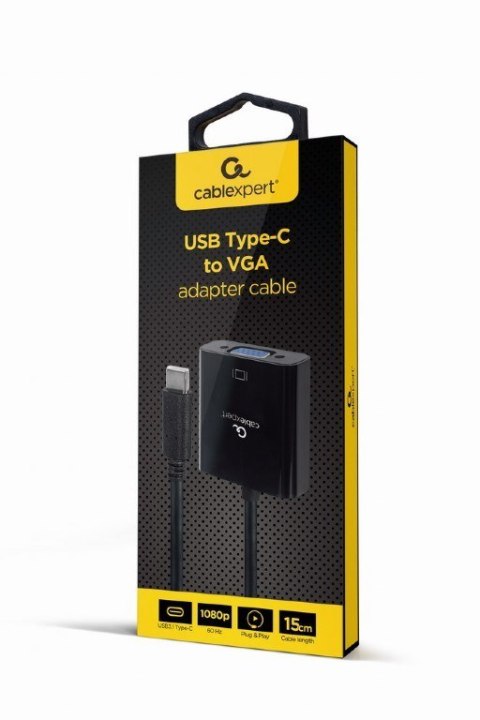 GEMBIRD ADAPTER USB TYP-C DO VGA (F) 15 CM, CZARNY GEMBIRD ADAPTER USB TYP-C DO VGA (F) 15 CM, CZARNY