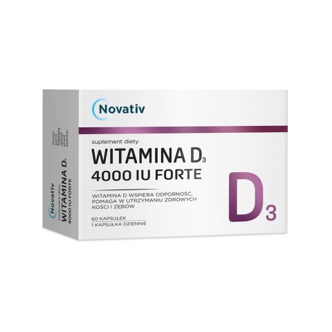 Novativ Witamina D3 Forte 4000 IU Forte 60 kaps. Novativ Witamina D3 Forte 4000 IU Forte 60 kaps.