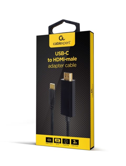GEMBIRD ADAPTER USB TYP-C DO HDMI (M) 4K 30HZ, 2M, CZARNY GEMBIRD ADAPTER USB TYP-C DO HDMI (M) 4K 30HZ, 2M, CZARNY